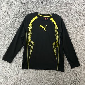 Puma Shirt Boys XXL Logo Long Sleeve Cool Cell  Athletic Black Yellow